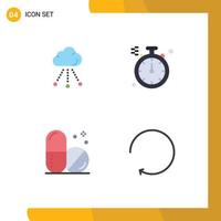 4 Universal Flat Icons Set for Web and Mobile Applications cloud medical technology north clockwise Editable Vector Design Elements