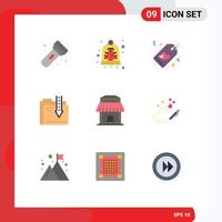 9 Flat Color concept for Websites Mobile and Apps file data security content tag Editable Vector Design Elements