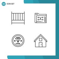 4 Thematic Vector Filledline Flat Colors and Editable Symbols of bed code interior files develop Editable Vector Design Elements