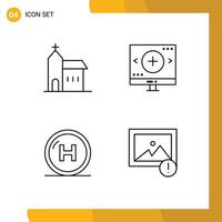 Modern Set of 4 Filledline Flat Colors Pictograph of building search historic find clinic Editable Vector Design Elements