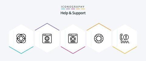 Help And Support 25 Line icon pack including support. help. help. service. online vector