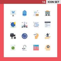 Set of 16 Modern UI Icons Symbols Signs for browser construction environment barrow food Editable Pack of Creative Vector Design Elements