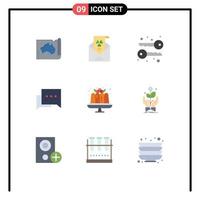 Pack of 9 Modern Flat Colors Signs and Symbols for Web Print Media such as cake chat envelope bubble keys Editable Vector Design Elements