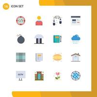 Group of 16 Flat Colors Signs and Symbols for explosive development exercise develop coding Editable Pack of Creative Vector Design Elements