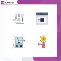 4 User Interface Flat Icon Pack of modern Signs and Symbols of cutlery meter travel web construction Editable Vector Design Elements