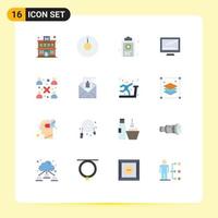 Set of 16 Vector Flat Colors on Grid for workgroup modern test business imac Editable Pack of Creative Vector Design Elements