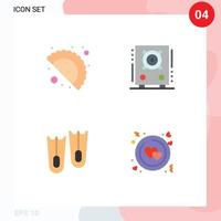 Mobile Interface Flat Icon Set of 4 Pictograms of food marine audio speaker love Editable Vector Design Elements