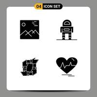 User Interface Pack of 4 Basic Solid Glyphs of gallery business canada space hands Editable Vector Design Elements