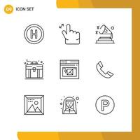 Outline Pack of 9 Universal Symbols of website page speaker internet briefcase Editable Vector Design Elements