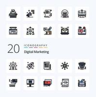20 Digital Marketing Line Filled Color icon Pack like connect network startup web edit vector