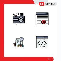 Modern Set of 4 Filledline Flat Colors and symbols such as camera file party online business Editable Vector Design Elements