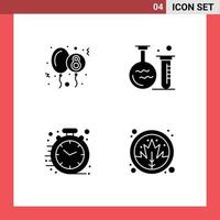 Solid Glyph Pack of 4 Universal Symbols of balloon business eight day lab office Editable Vector Design Elements