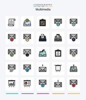 Creative Multimedia 25 Line FIlled icon pack  Such As inbox. mail. mail. delete. mail vector