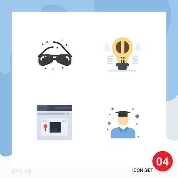 4 Thematic Vector Flat Icons and Editable Symbols of glasses internet geek creative thinking web Editable Vector Design Elements