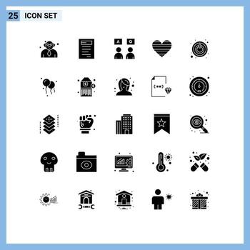 pictograma conjunto de 25 sencillo sólido glifos de cambiar poder en línea reporte me gusta editable vector diseño elementos