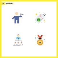 4 Creative Icons Modern Signs and Symbols of gun teamwork killer clover group Editable Vector Design Elements