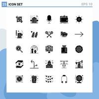 Modern Set of 25 Solid Glyphs Pictograph of biology personal tree money cash Editable Vector Design Elements