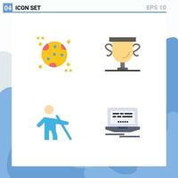 Pictogram Set of 4 Simple Flat Icons of astronomy people achievements trophy laptop Editable Vector Design Elements