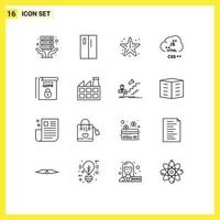 Pack of 16 creative Outlines of development coding beach code starfish Editable Vector Design Elements