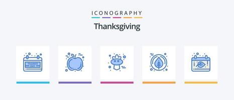 Thanksgiving Blue 5 Icon Pack Including thanksgiving. calendar. bird. autumn. maple. Creative Icons Design vector