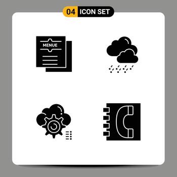 4 4 universal sólido glifos conjunto para web y móvil aplicaciones café ajuste menú clima informática editable vector diseño elementos