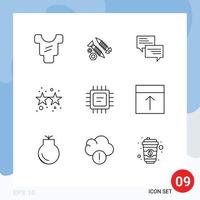 Pack of 9 creative Outlines of cpu party sms firework chat Editable Vector Design Elements