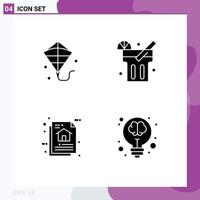 4 Creative Icons Modern Signs and Symbols of kite document lemonade architecture bulb Editable Vector Design Elements