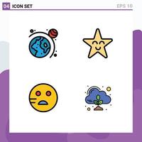 Filledline Flat Color Pack of 4 Universal Symbols of astronomy emission fable sad control Editable Vector Design Elements