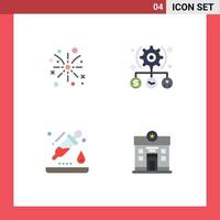 Group of 4 Modern Flat Icons Set for fire work drop holiday user pipette Editable Vector Design Elements