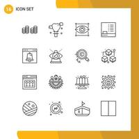 16 Universal Outlines Set for Web and Mobile Applications page browser designing alert Editable Vector Design Elements