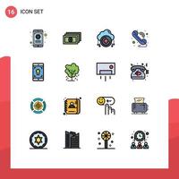 Universal Icon Symbols Group of 16 Modern Flat Color Filled Lines of mobile application application add wifi communication Editable Creative Vector Design Elements