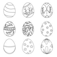 Hand drawn easter day egg outline collection vector