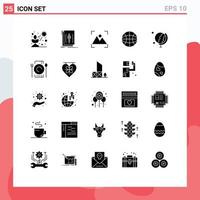Set of 25 Modern UI Icons Symbols Signs for earth internet language globe photo Editable Vector Design Elements