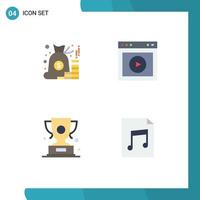 Modern Set of 4 Flat Icons and symbols such as account website money ui award Editable Vector Design Elements