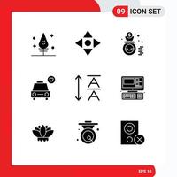 Set of 9 Modern UI Icons Symbols Signs for system computer money leading heart Editable Vector Design Elements