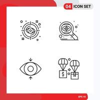 Stock Vector Icon Pack of 4 Line Signs and Symbols for eye eye target seo view Editable Vector Design Elements