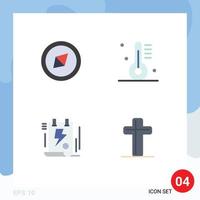 Pack of 4 creative Flat Icons of compass energy appliance food bolt Editable Vector Design Elements