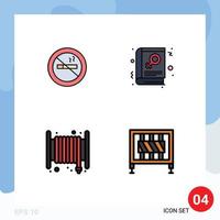 4 Filledline Flat Color concept for Websites Mobile and Apps nosmoking emergency hotel read hose Editable Vector Design Elements