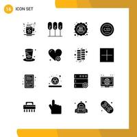 Pictogram Set of 16 Simple Solid Glyphs of cap optimization big deal media engine Editable Vector Design Elements