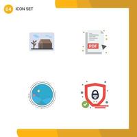 Pictogram Set of 4 Simple Flat Icons of estate communication real pdf document internet Editable Vector Design Elements