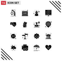 16 Universal Solid Glyphs Set for Web and Mobile Applications mail search alien magnifier find Editable Vector Design Elements