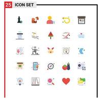 Set of 25 Modern UI Icons Symbols Signs for left forward piece arrow left Editable Vector Design Elements