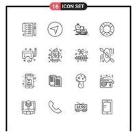 16 Creative Icons Modern Signs and Symbols of ocean goggles shipping ui safety Editable Vector Design Elements