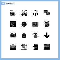 Modern Set of 16 Solid Glyphs Pictograph of interface communication customer message chat Editable Vector Design Elements