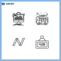 Stock Vector Icon Pack of 4 Line Signs and Symbols for dashboard transport monitoring bus crypto Editable Vector Design Elements