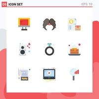 Pictogram Set of 9 Simple Flat Colors of speaker loud men heart money Editable Vector Design Elements