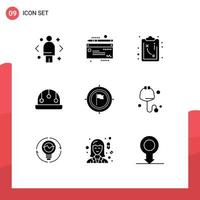 9 Universal Solid Glyphs Set for Web and Mobile Applications flag business path aim playpen Editable Vector Design Elements