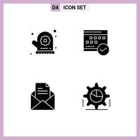 Solid Glyph Pack of Universal Symbols of oven mitt planning schedule calendar mail Editable Vector Design Elements