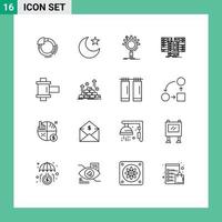 16 Universal Outline Signs Symbols of film database search data center Editable Vector Design Elements