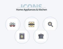 Home Appliances And Kitchen Line Filled Icon Pack 5 Icon Design. oven. gloves. kitchen. potholder. kitchen vector